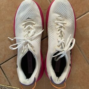 HOKA women's size 11 white with pink and blue